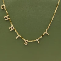 18k gold customized necklace zircon name letter necklace for women chain collier pendant custom name chains women jewelry