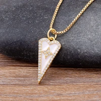popular hot sale triangle heart shaped oil filled zircon necklace pendant womens fashion temperament design jewelry party gift