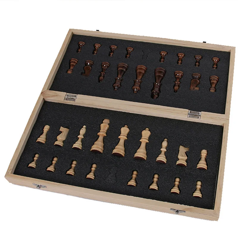 Набор деревянных шахматных фигур Складная магнитная складная доска надпись