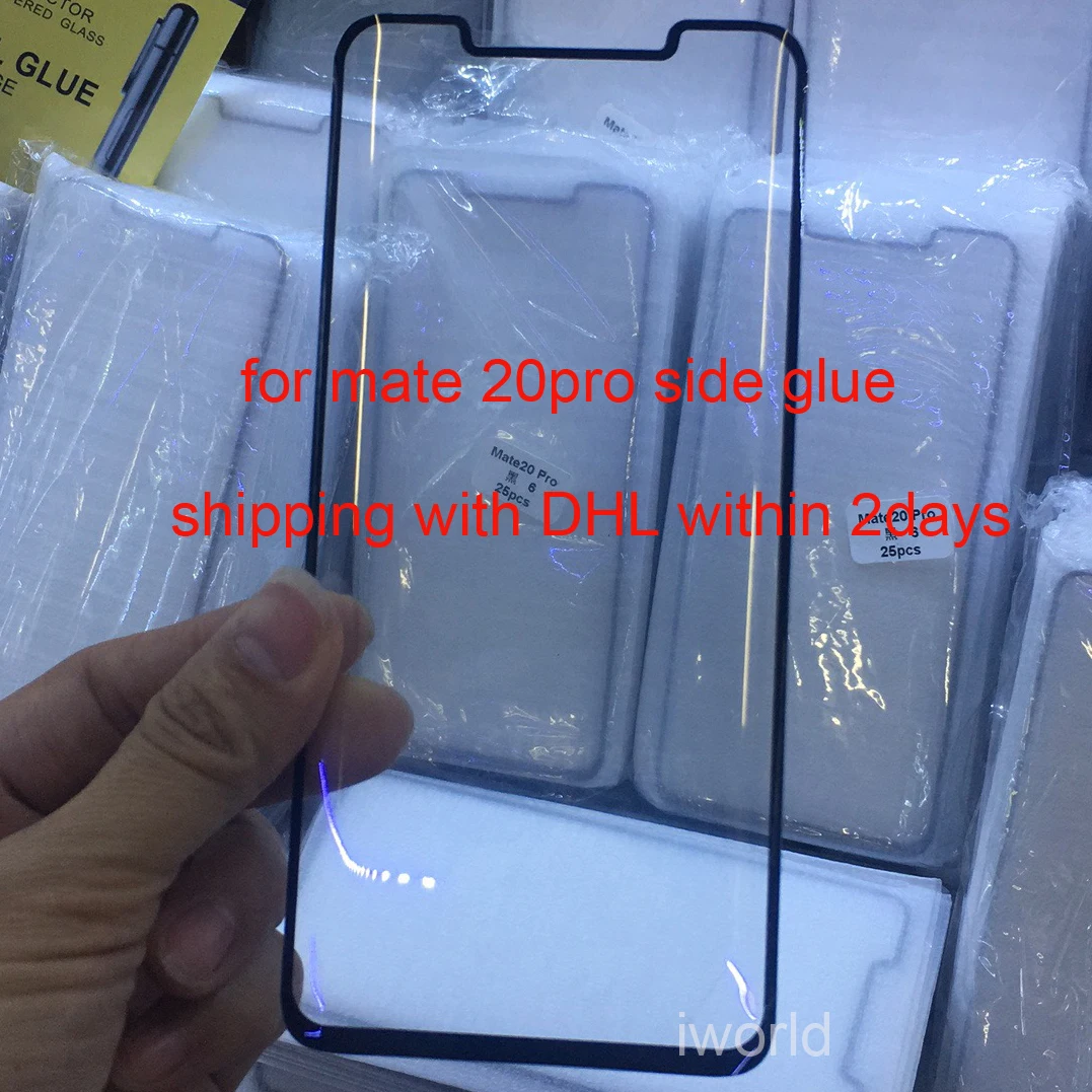 

200pcs DHL For Hua wei P30 pro Mate 20 pro Curved Edge Side glue Tempered Glass