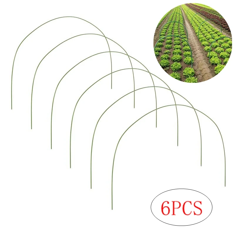 6 Pcs Greenhouse Hoops Plant Hoop Garden Tunnel Hoop Steel Plastic Coated Support Hoops for Agricultural Greenhouse Supplies
