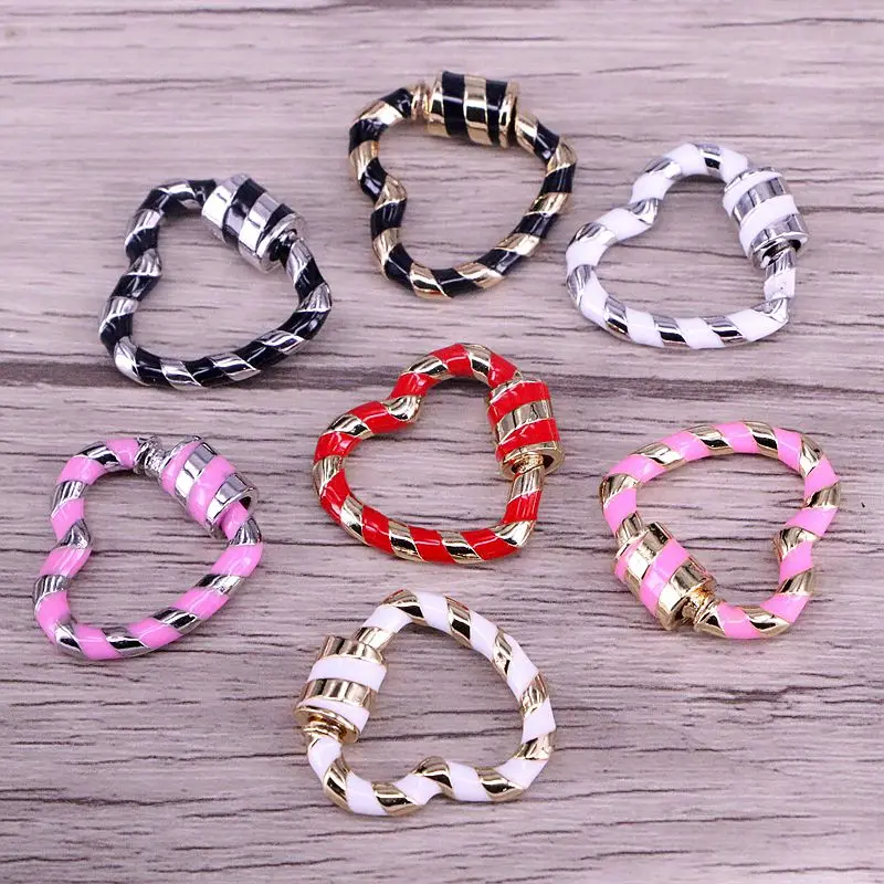 5 шт. эмаль сердце ювелирные изделия застежки замок карабин медь разъем для