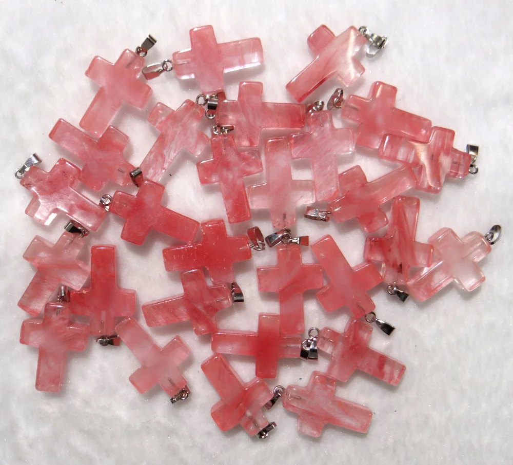 

Natural Stone Turquoise Quartz Crystal tiger eye aventurine Opal Cross Pendants For Jewelry Making necklace Accessories12pcs