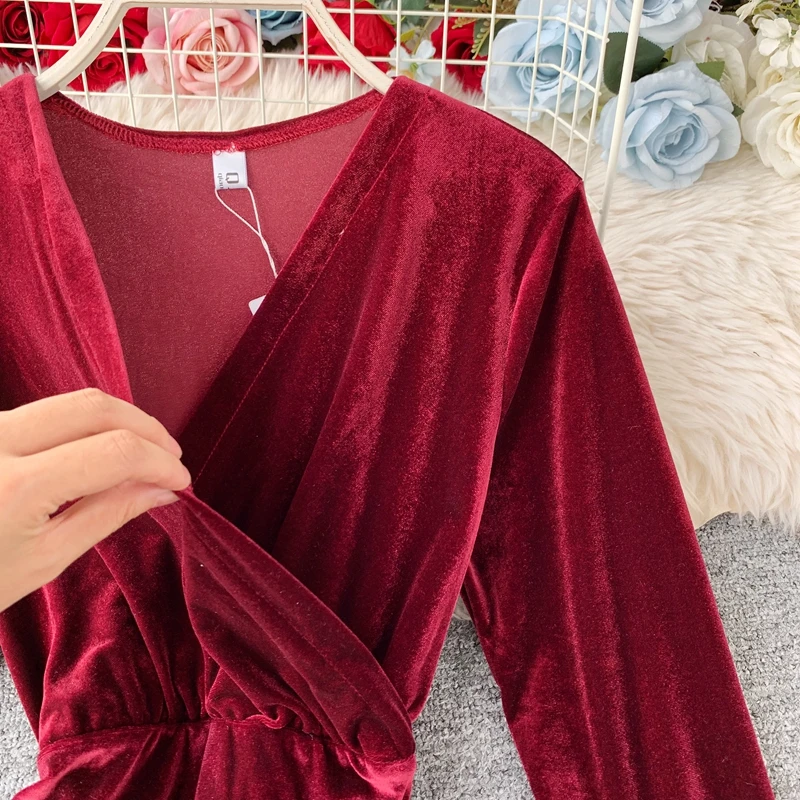 Осень-зима 2019 новинка женское платье феи с v-образным вырезом и кулиской