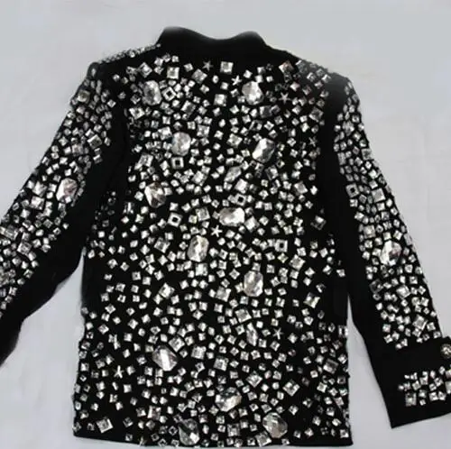 

Brand Men's Hot Performance new Luxury handwork jacket Men High-end handmade nail drill Coat Male singer Fashion stage costume