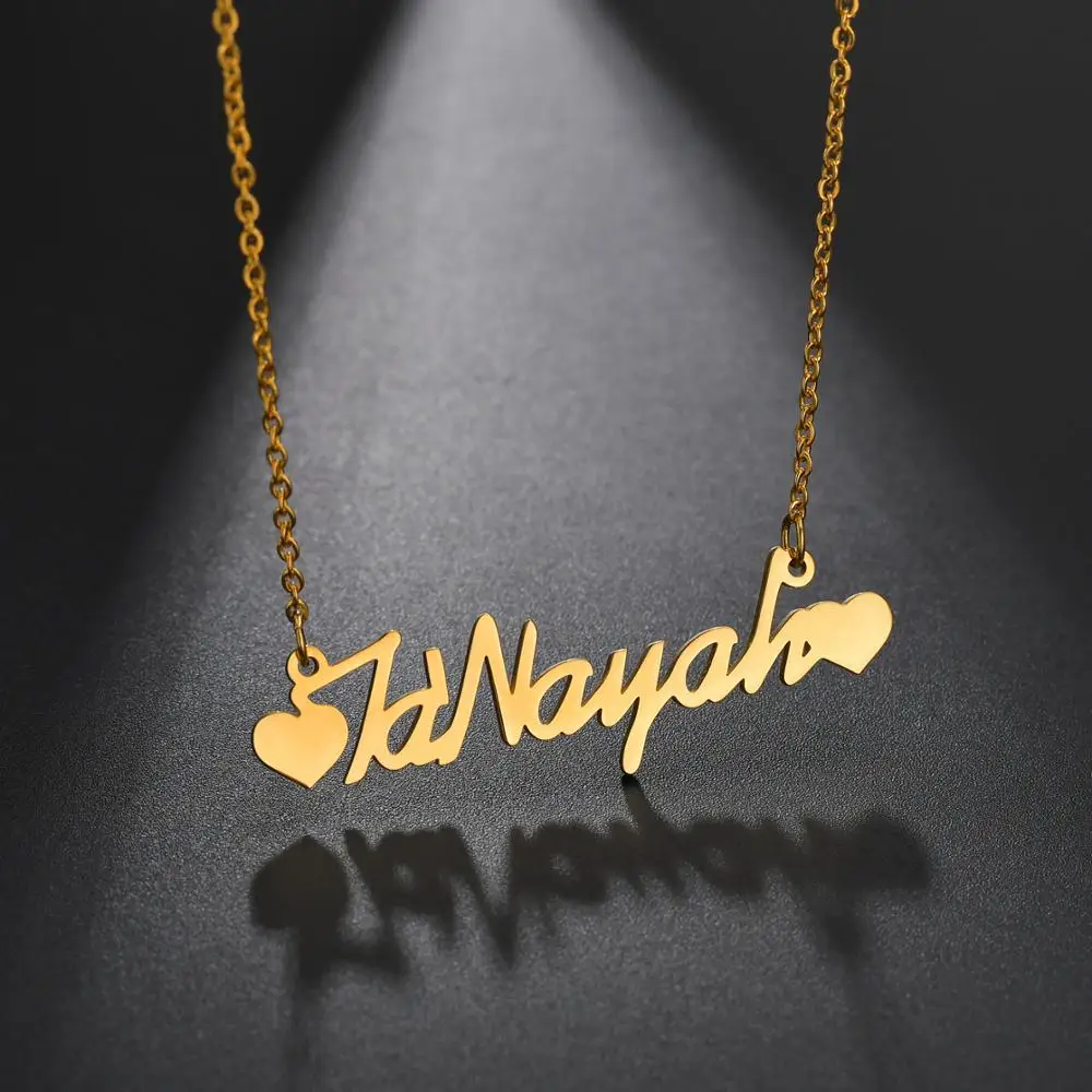 

Customed English Name Nacklace Personalized Customed Necklace Stainless Steel Charm Name Jewelry Heart Love Letter Necklace