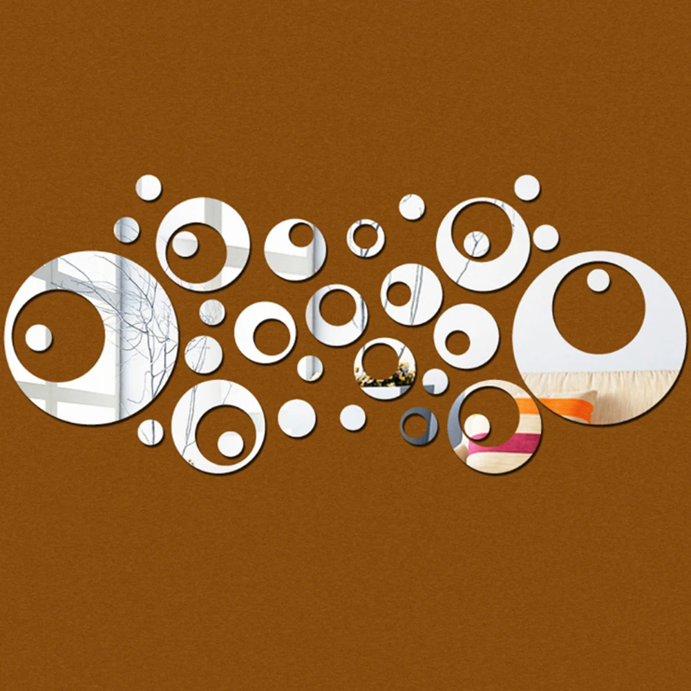 For Living Room Wall Stickers Beautiful 33 Pcs TV Background Decor Mirror Stylish | Дом и сад