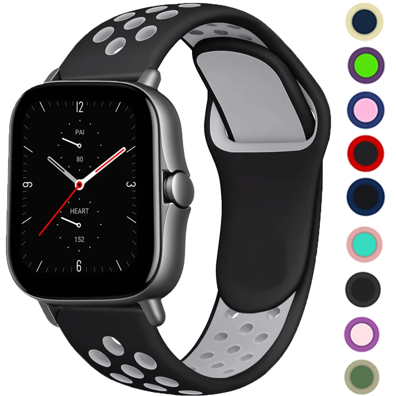 Силиконовый ремешок для смарт браслета Amazfit GTS/2/2e/GTS2 Mini/GTR 42 мм/47 мм/GTR2/2e/stratos 2/3 20