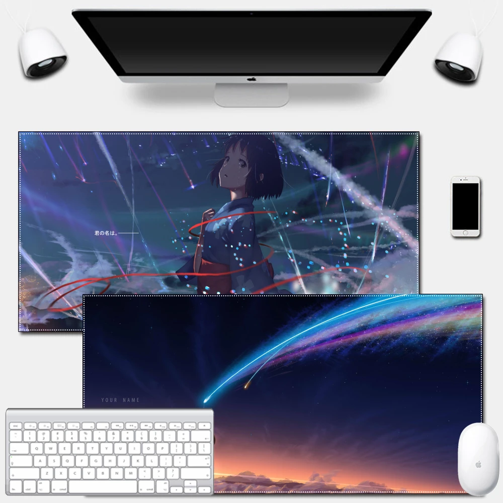 

Anime Mouse Pad Large Mat in Stock Gaming Desk Cute Gamer Accessories Your Name Anime Japan Comic