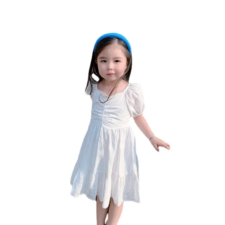 

2021 Summer Parent-Child Girl Embroidered Stitching Puff Sleeve Dress