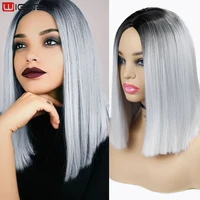 wignee synthetic wig cosplay short hair wig for white women purple light gray straight wig high temperature fiber daily life