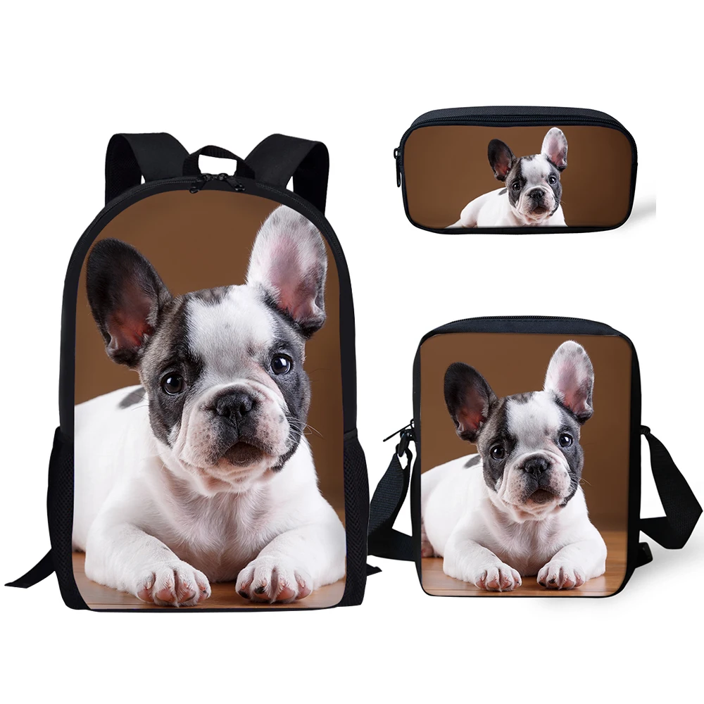 "HaoYun Детский Рюкзак Kawaii Little Bulldog с рисунком школьные сумки милые животные 3 шт./компл. школьные сумки для школьников"
