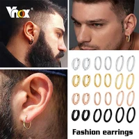 vnox 1 pair multiple sizes circle hoop earrings for men women anti allergy stainless steel geometry round ear clip gift jewelry