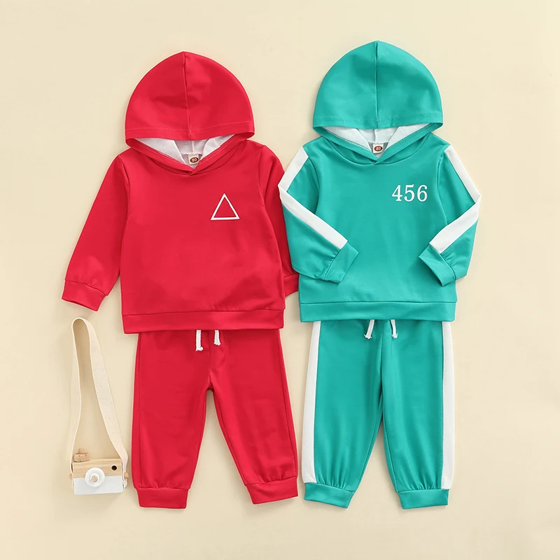 

2021 New Autumn Two-Piece Set Children's Sweater + Trousers Suit Girls Boys Game Clothing Long-Sleeved Hooded Top Pants