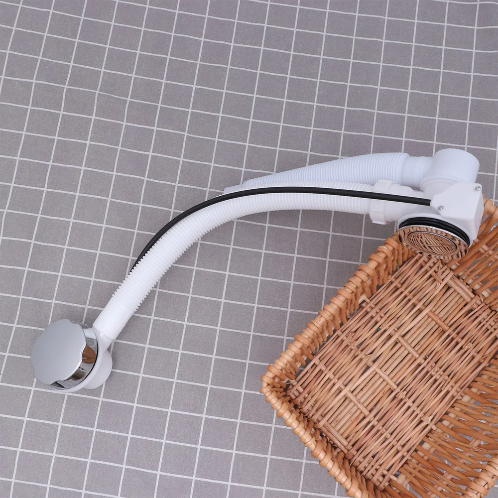 

Bathtub Sink Drains Strainer Bathroom Bath Waste with Overflow Kit Drainer Set Drains Accessories Bathroom (White)