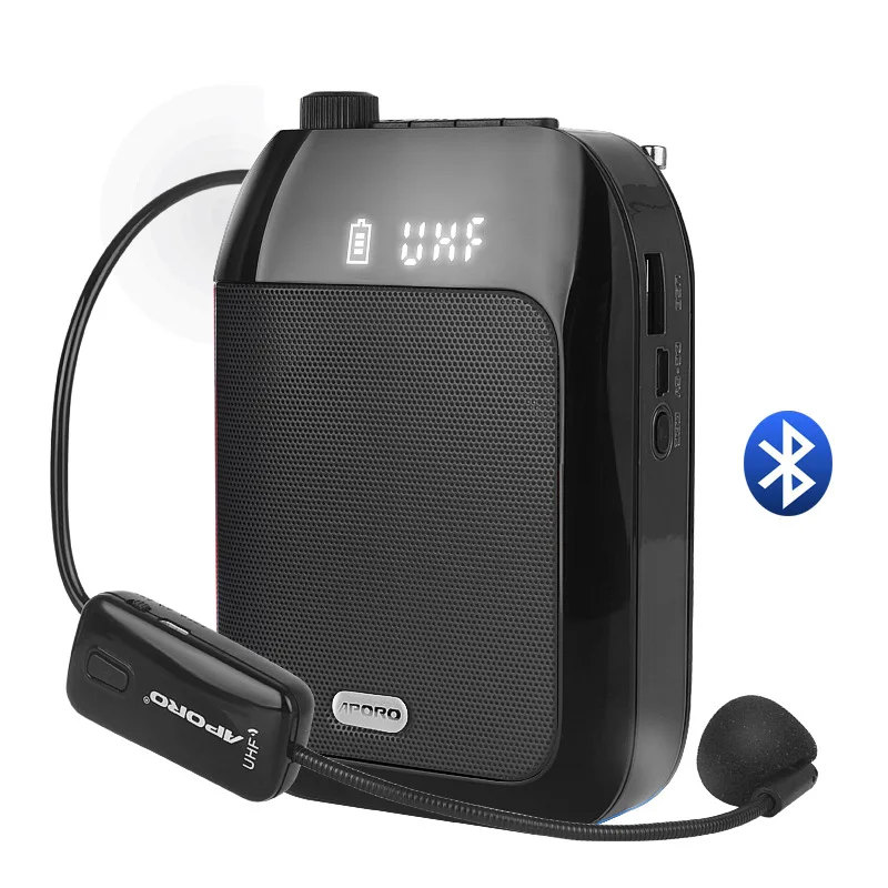 15W Bluetooth Megaphone 2400 mAh UHF Wireless Voice Amplifier Portable Headset Microphone Music Player for Teacher Promotion | Электроника