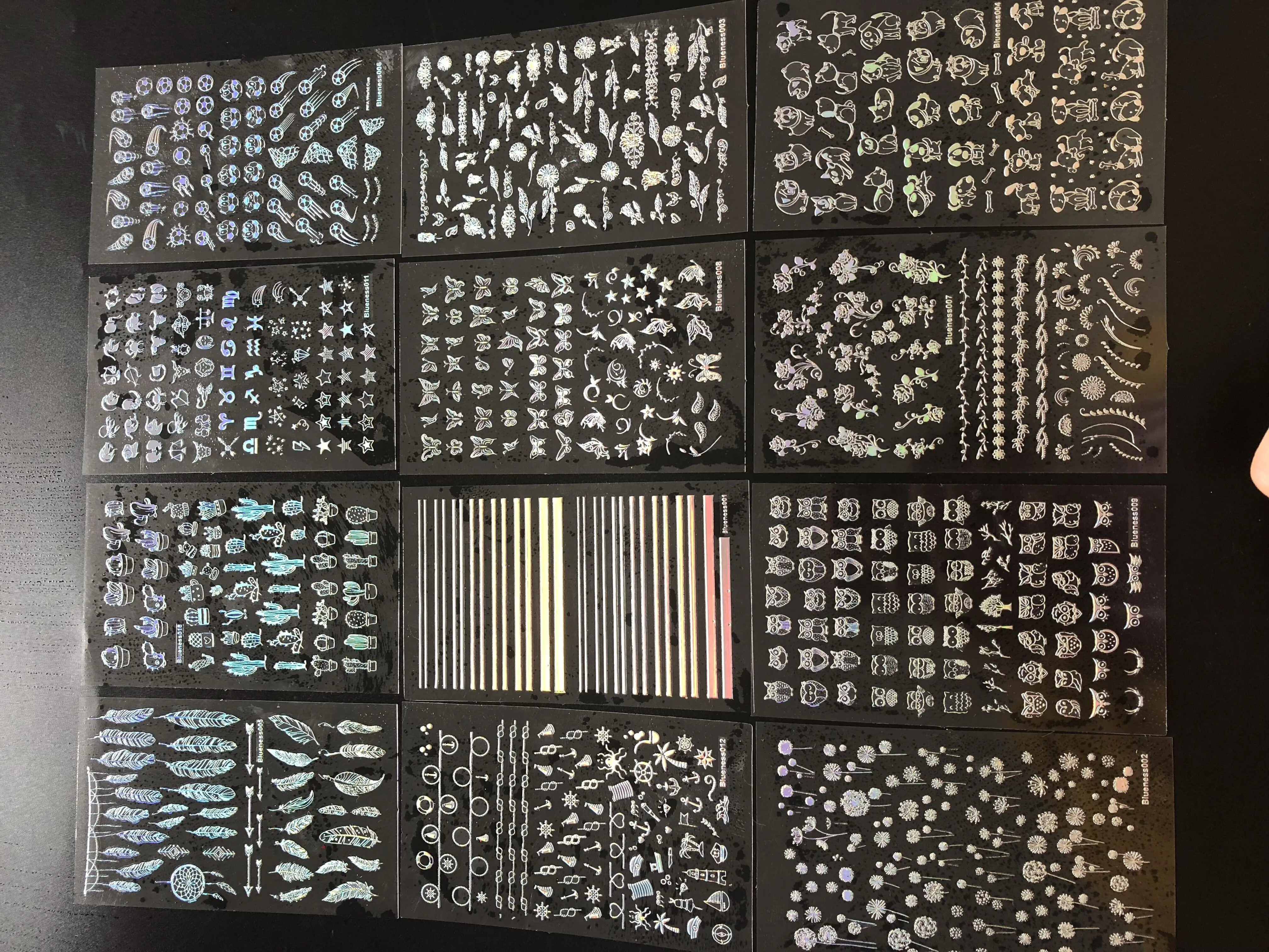 12 шт. Новое поступление блестящие наклейки для ногтей серебристые