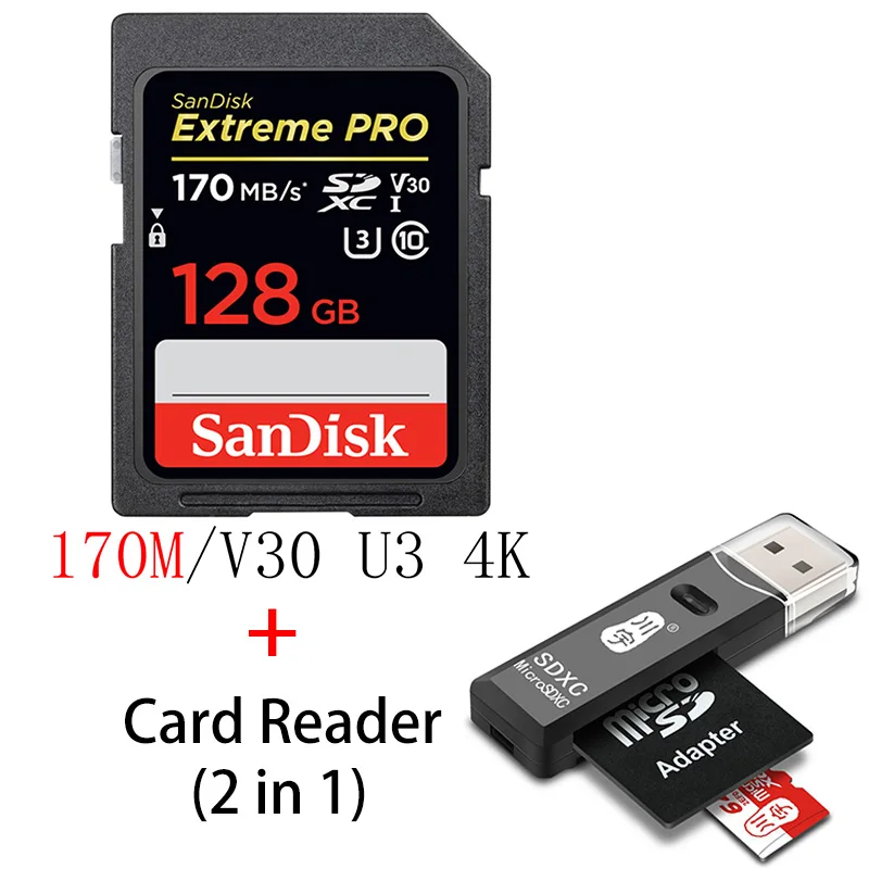 SanDisk Extreme Pro/Ultra карта памяти 32 64 128 ГБ U3/U1 SD карта 32 Гб 128 Гб 64 Гб 256 ГБ 512 Гб 16 Гб флэш-карта SD память SDXC SDHC - Емкость: SDXXY-128G-C296