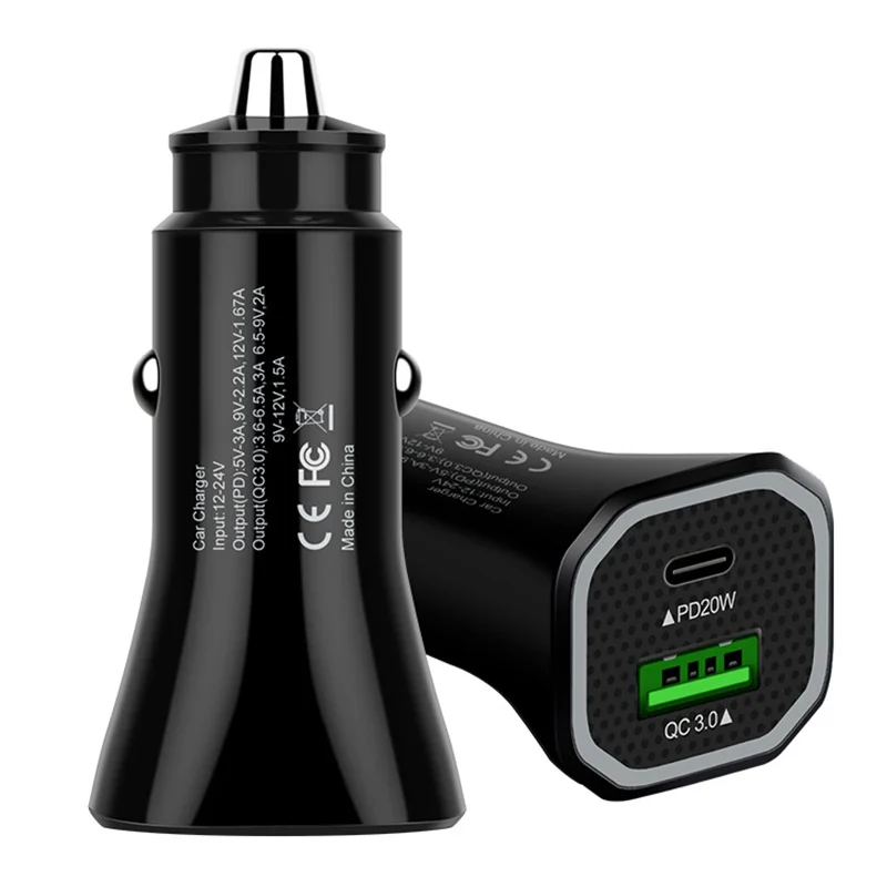 

USB Car Charger Quick Charge QC3.0 Type C Mobile Phone PD 20W Fast Charging Adapter For iPhone Huawei Xiaomi Car Accessories