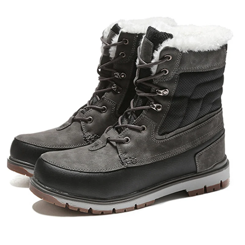 

Winter Snow Boots for Men Waterproof Leather Boots Shoes Lace-up Wear-resistant Snow Shoes New