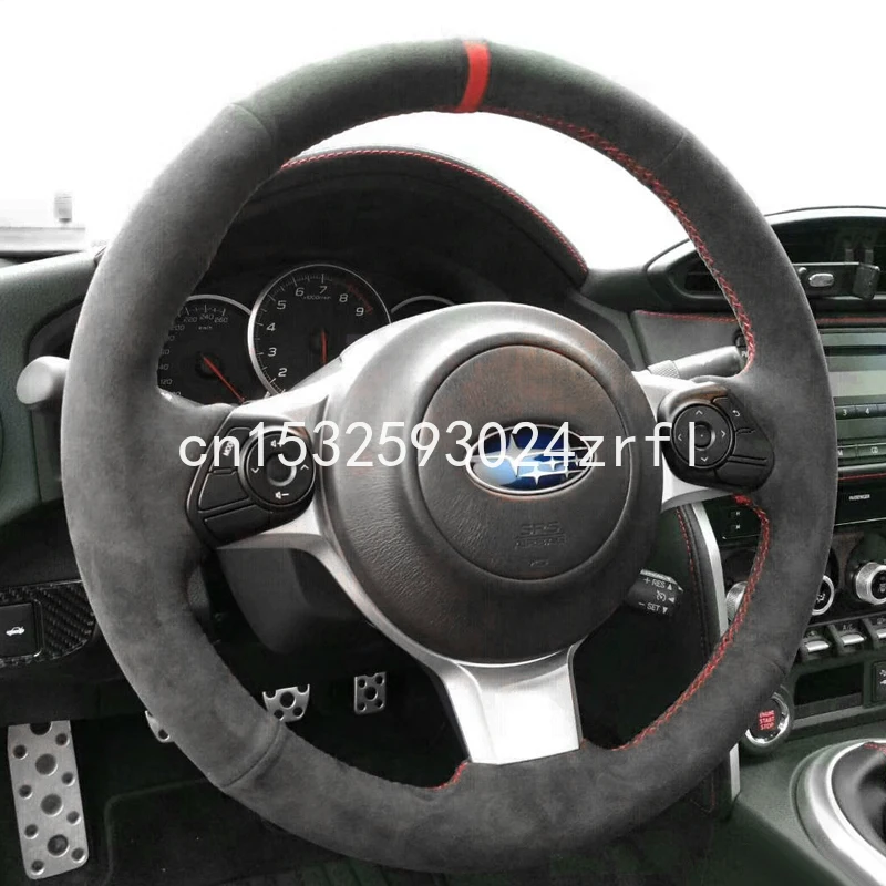 

For Toyota 86 For Subaru BRZ DIY Hand sewing Black Suede Car Steering Wheel Cover