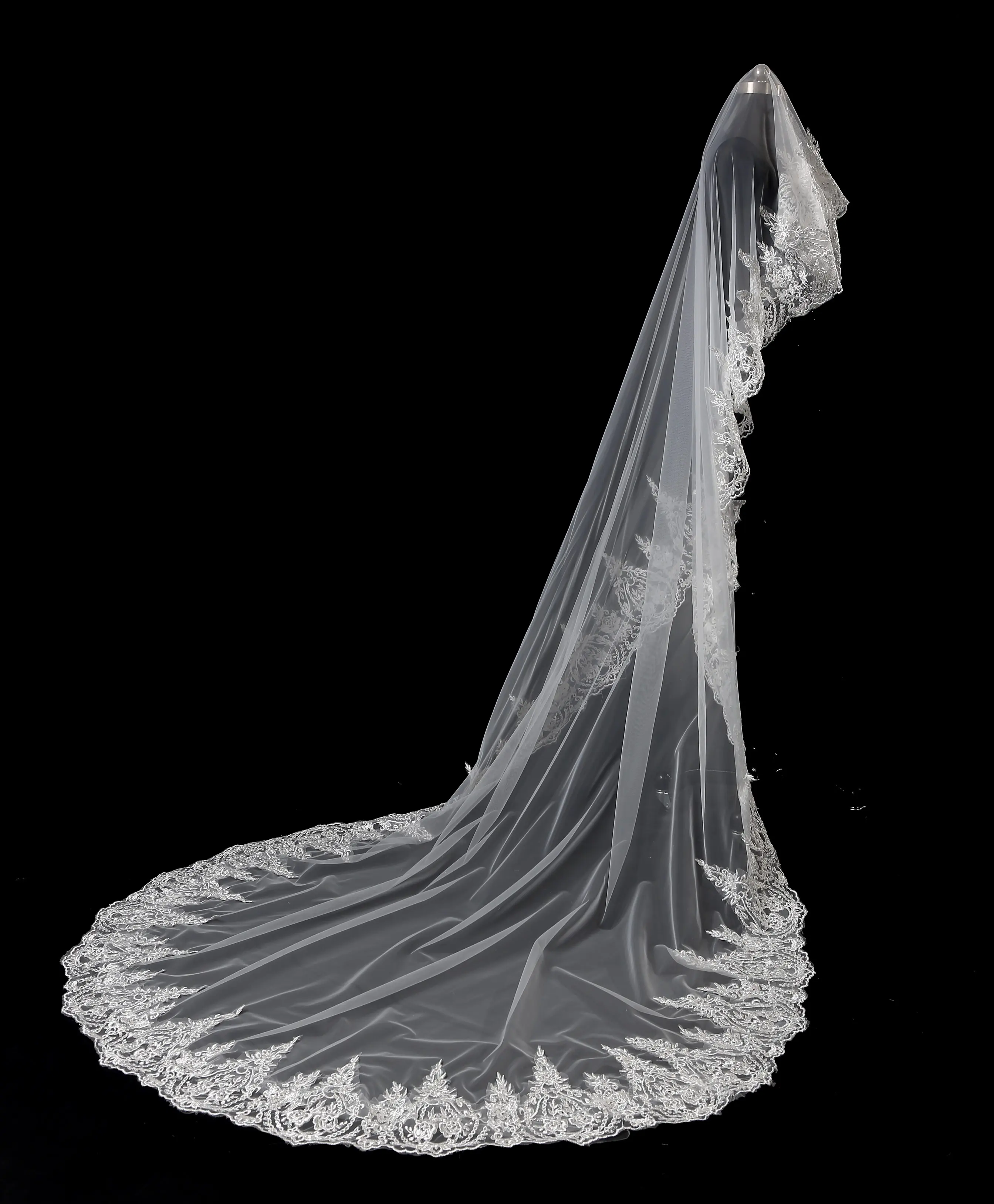 Роскошная свадебная фата длиной 3 метра с цветами однослойный свадебный