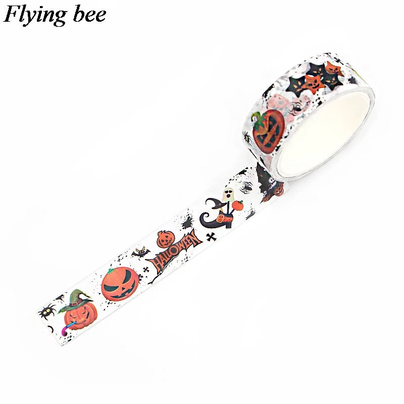 Flyingbee 15mmX5m Бумага васи лента Хэллоуин Тыква клейкая DIY Скрапбукинг страшная