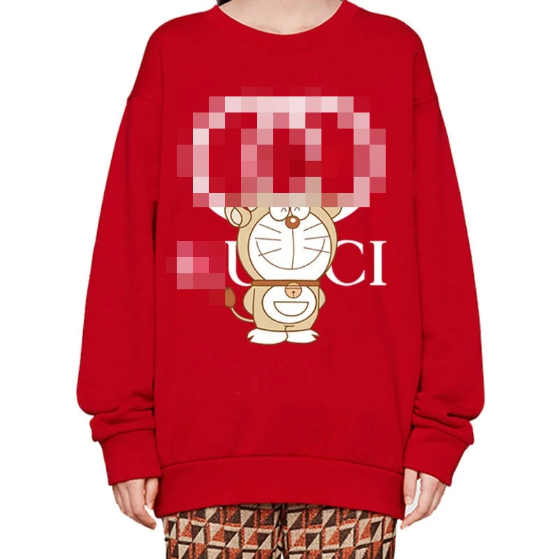 

2021 Spring New Doraemon Round Neck Cute Couple Sweater Funny Cartoon Printed T Shirt Kawaii Long Sleeve Hoodie Kawaii Clothes