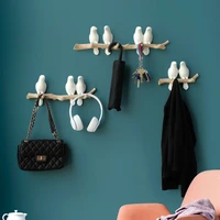 resin birds figurine wall hooks decorative home decoration accessories key bag handbag coat rack holder wall hanger for clothes
