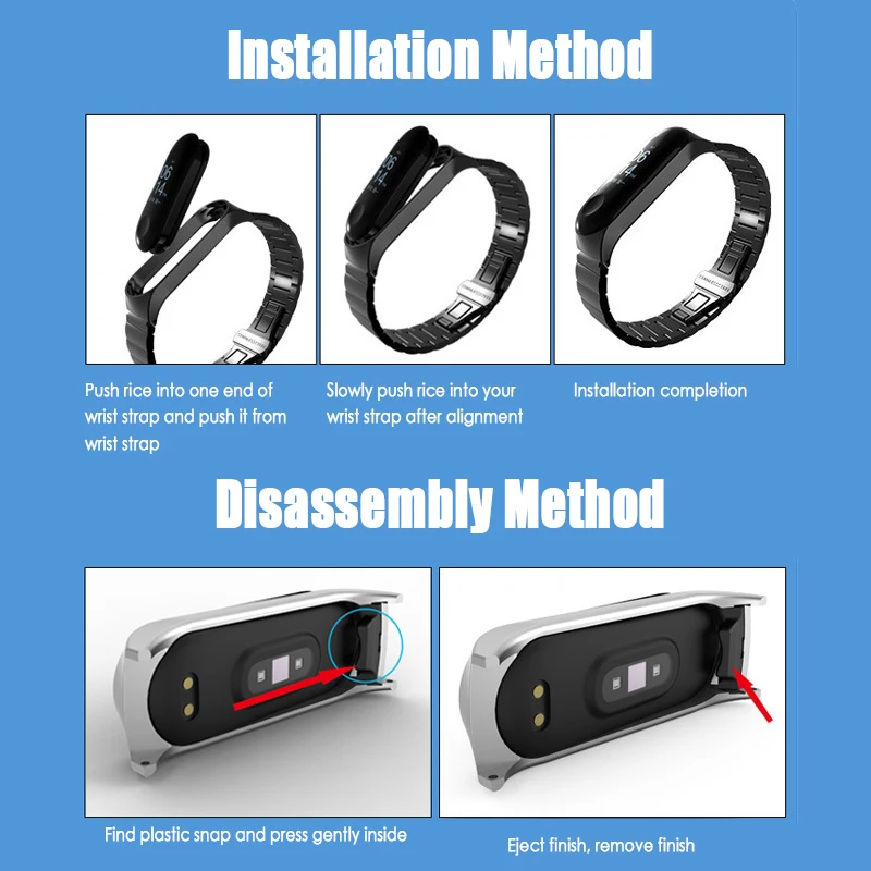 Металлический ремешок для Xiaomi Mi Band 4 и 3 браслет из нержавеющей стали | Электроника