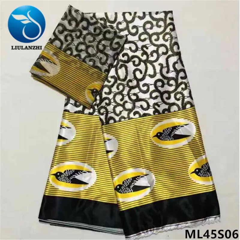 

LIULANZHI satin silk prints for party dress african sewing wax satin material 4 + 2 yards fabric satin ankara tissu ML45S01-29