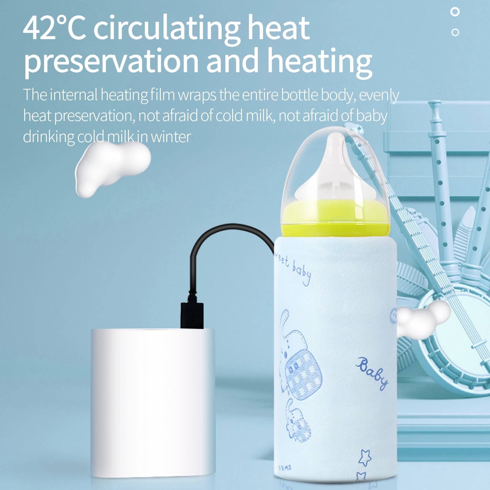 

1 шт., USB-подогреватель бутылок, водостойкий и легко моющийся