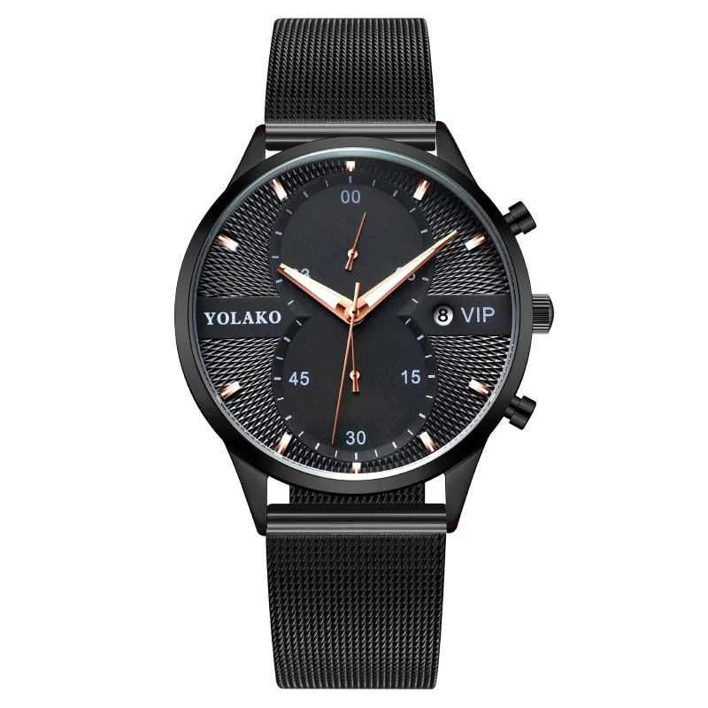 

Часы наручные мужские кварцевые с календарем, люксовые брендовые элегантные модные с сетчатым браслетом из нержавеющей стали