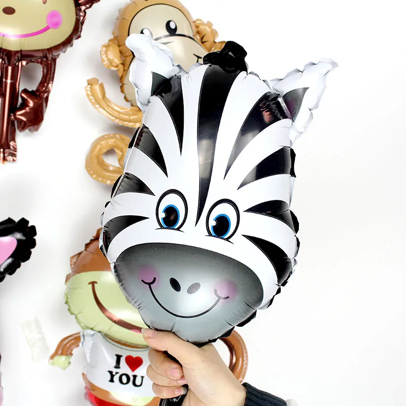 mini zebra head Большие Животные лисы фольги джунгли вечерние шары Сова день рождения лес вечерние украшения Дети Ежик медведь globos - Цвет: mini zebra head