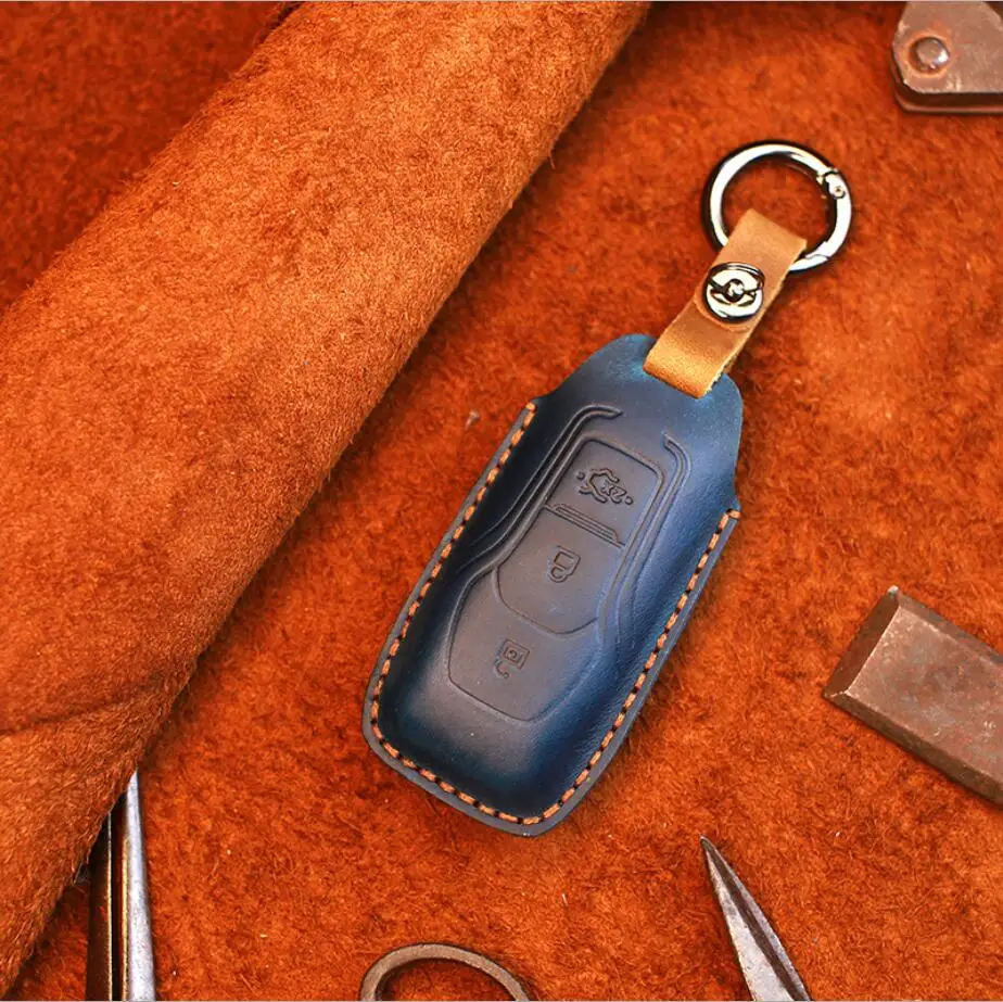 Автомобильный 4D чехол для ключей из натуральной кожи чехол-держатель Ford Explorer Mondeo