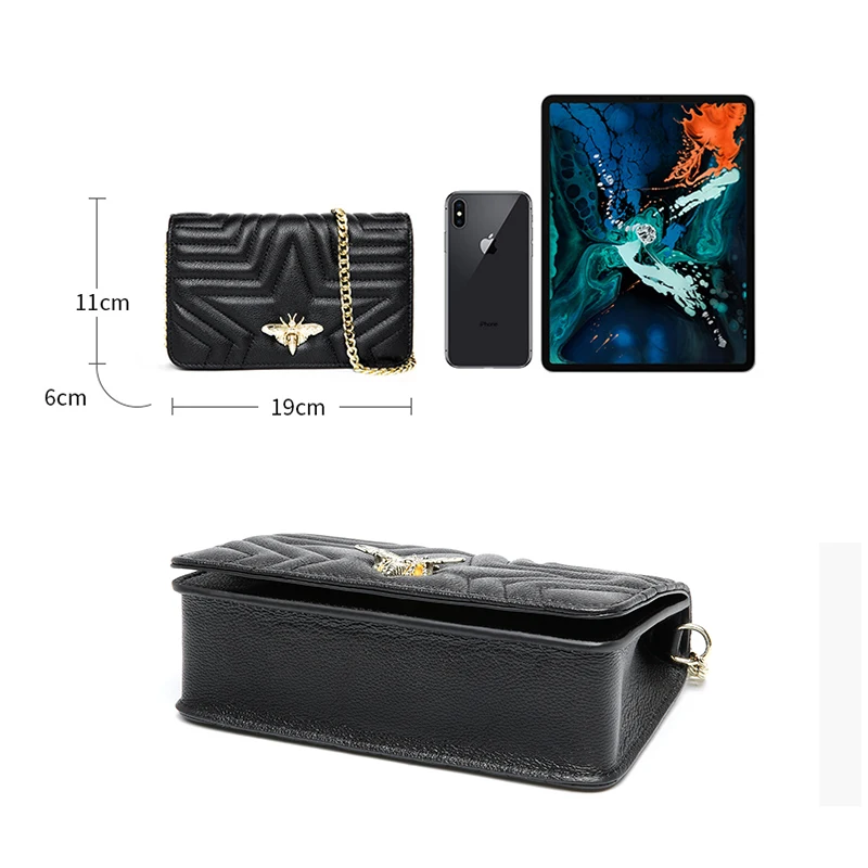 

2020 Genuine Leather Women Crossbody Bags Classic Luxury Wild Handbags Designer Chain Fashion Female Shoulder Messenger Bag