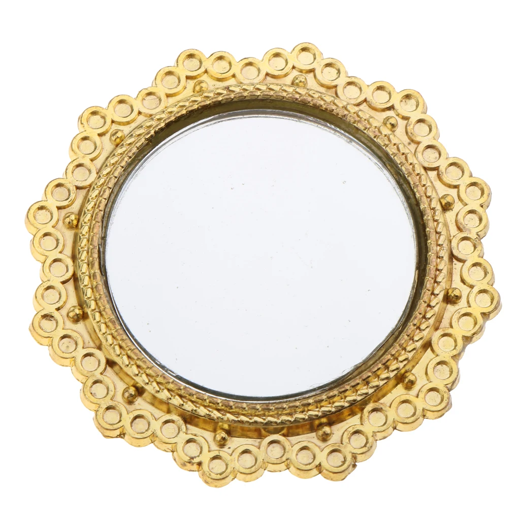 

European Style Golden Metal Framed Mirror for Dollhouse Miniatures Accessory