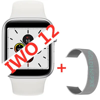 IWO 12 Watch series 5 1:1 Смарт-часы женские человек 40/44 мм для apple iPhone X 11 IOS Android телефон smartwatch IWO12 PK IWO 11/10 - Цвет: add  steel strap