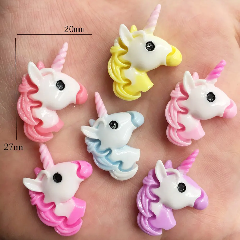 20 шт Ручная роспись полимерная смесь красочный Единорог плоский с оборота камень