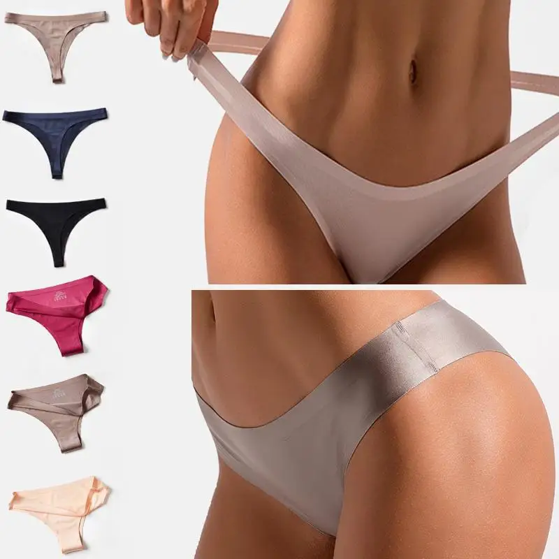 

Seamless Panties Women Briefs Nylon Ultra-thin G-string Thongs Low Rise Lingerie Ice Silk Briefs Lady Girls Underwear Plus Size