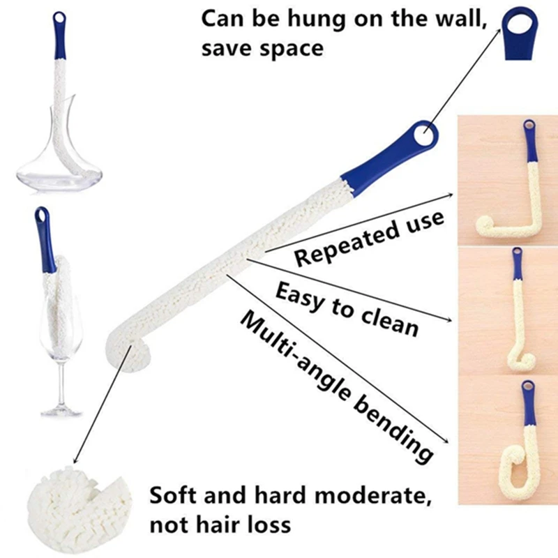 

Bottle Cleaning Brush - Set of 2 Flexible Bottle Scourer - Multi-Function Household Cleaning Tools for Cleaning of Wine Decanter