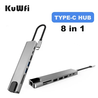 

Usb-концентратор Type C для HDMI 4K PD 5A 87W док-станция Rj45 Lan USB 3,1 Разветвитель USB-C аксессуары для зарядки iMac air MacBook