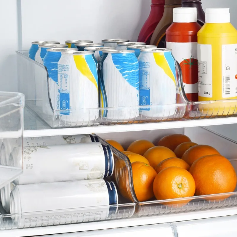

1PC Fridge Organizer Bins Clear Plastic Stackable Fridge Containers Handle Freezer Cabinet Kitchen Food Pantry Storage Rack