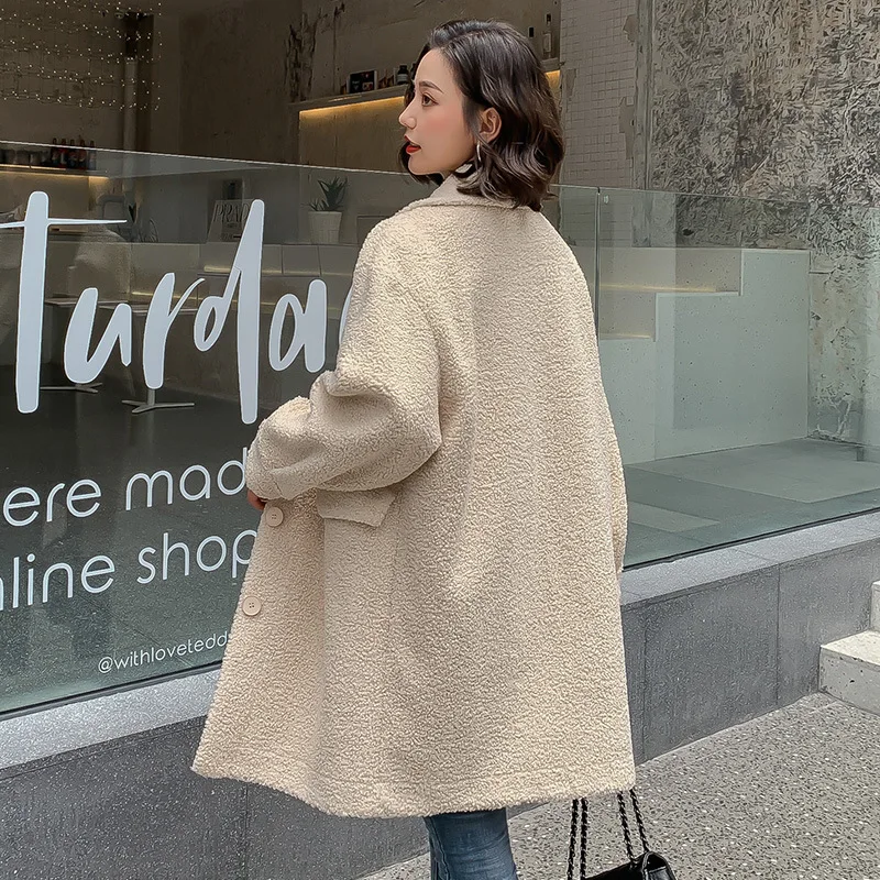 Новый 2019 Зима женская Пальто из Искусственного Ягненка Шерсть Длинные Корейские
