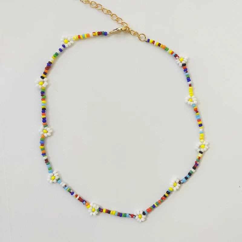Handmade colorful flower necklace Bohemian mixed style beaded women fashion charm neck jewelry gifts wholesale 2020 new | Украшения и