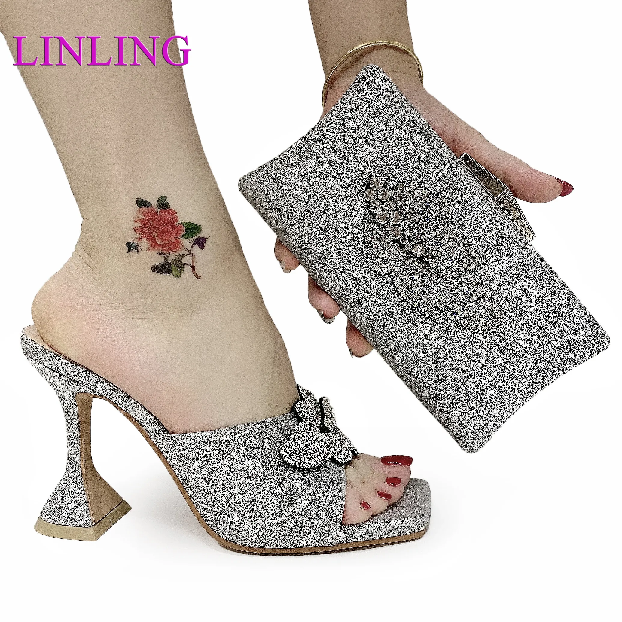 

Итальянская обувь с подходящими сумочками для свадьбы, итальянская африканская обувь и сумочки, подходящий набор, украшенные Стразы для да...