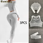 Женский пикантный бесшовный спортивный бюстгальтер, рубашка с длинным рукавом, штаны для йоги с высокой талией, модный костюм в полоску, одежда для фитнеса и бега