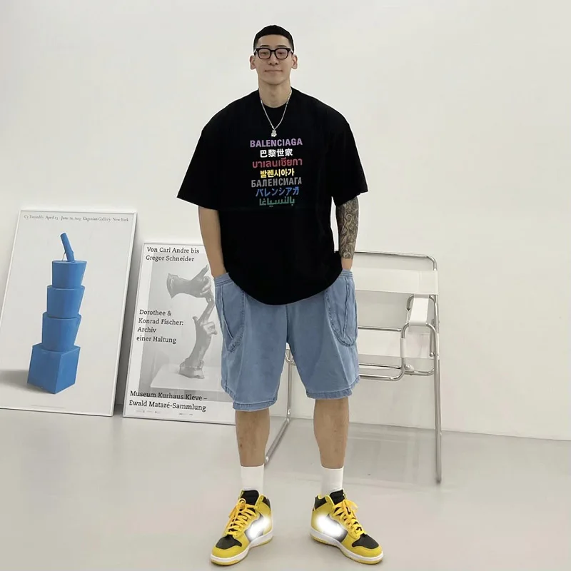 2021 Korean Version Of The Summer New High Street Trend Washed Denim Shorts Casual Sports Loose Five-Point Pants