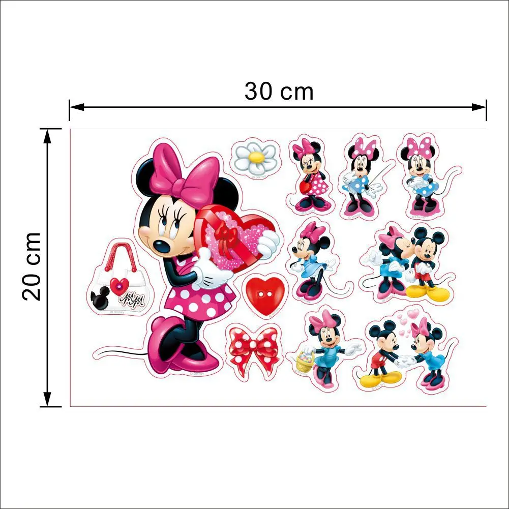 Disney мультфильм Микки Маус DIY игрушка Настенная Наклейка украшение наклейка с Минни Съемная водонепроницаемая ПВХ анимация childre