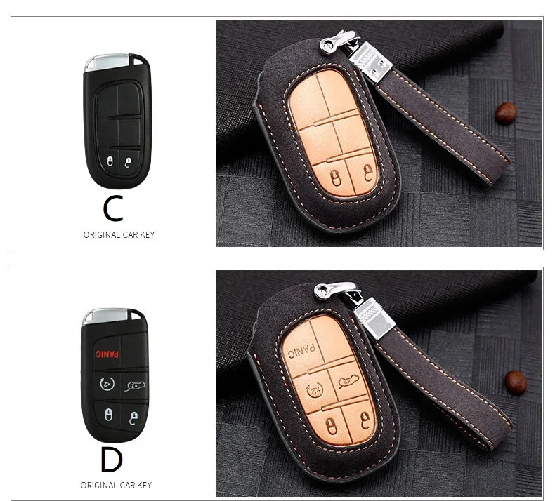 

Leather Key Case Cover Key case For Dodge Journey Charger for Jeep Renegade Grand Cherokee for Chrysler 200 300